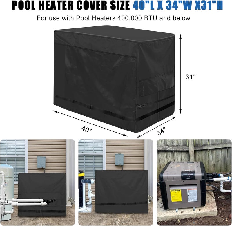 tiscover Pool Heater Cover for Hayward,1200D double layer fabric Pool Heater Cover for Outside Units Pool Heater Winter Cover Waterproof Pool Pump Covers Pool Pump Equipment Cover 40" L X 34" W X31 H - Image 3